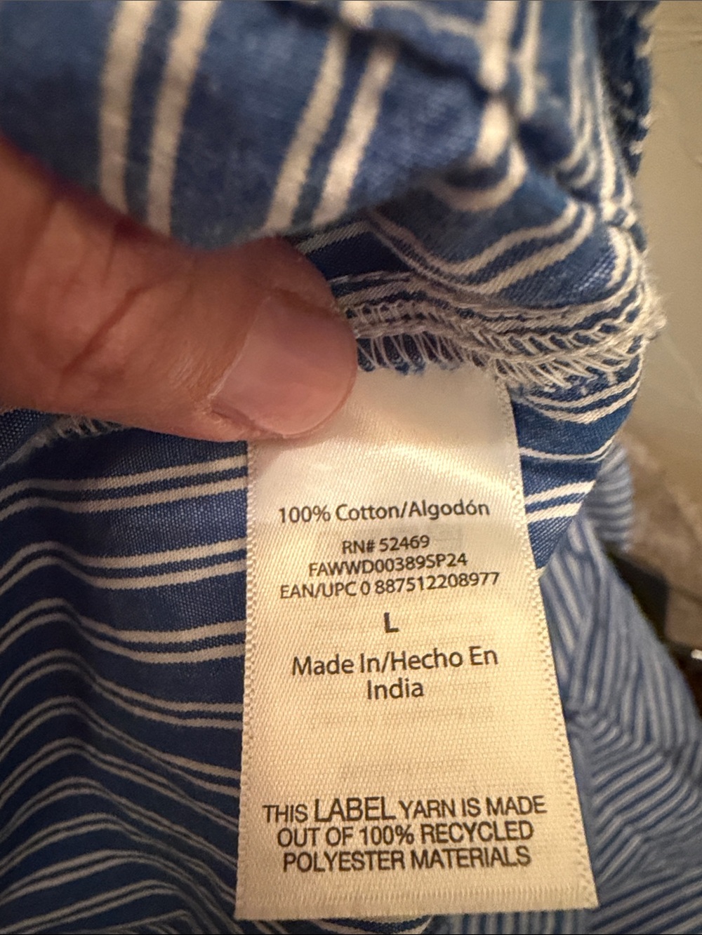 Great condition Free Assembly size L/12 Blue Striped Midi Dress. Missing sash. - Picture 10 of 11